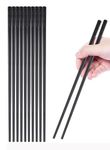 INOVERA (LABEL) 5 Pairs Fiberglass Reusable Non-Slip Chopsticks For Sushi, Noodles, Fried Rice (24 Cm, Black)