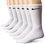 NIKE Unisex Performance Cushion Crew Socks with Band (6 Pairs), White/Black, X-Small