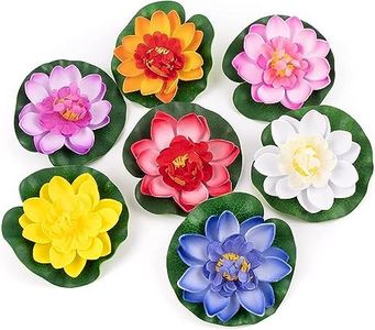 , 7 Pack Artificial Floating Foam Lotus Flower Water Lily Pads for Home Garden Pond Decoration