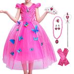 Girls Princess Dress Aurora Dress Up Costume Halloween Fancy Dress with Accessories