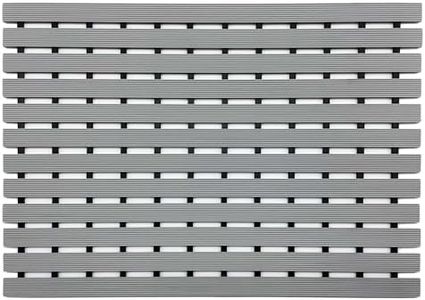 Nicoman Shower Drying Mat Non-Slip Bath Drainage Matt Slatted Duckboard Design| GREY - (61x43cm / 24x17 inches)