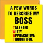 Rude Birthday Cards for Boss - Few Words Describe Tw*t - Joke Happy Birthday Card for Manager from Work Colleague, Boss Banter Birthday Gifts, 145mm x 145mm Offensive Greeting Cards Gift for Manager