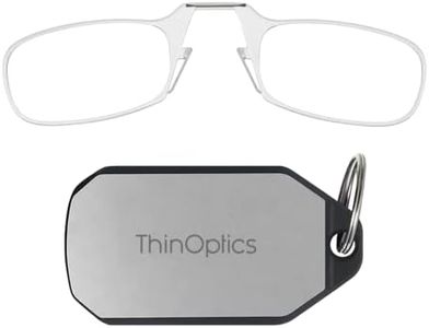 ThinOptics Keychain Case and Readers Rectangular Reading Glasses, Silver Case/Clear Frames, 44 mm