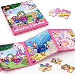 SYNARRY Unicorn Mermaid Princess Magnetic Puzzles for Toddlers 3-5 Girls, 20 Pieces Travel Puzzles for Kids Ages 4-6, Car Airplane Road Trip Activities Toys for 3 4 5 6 Year Old Girls Birthday Gifts