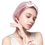 22 Momme 100% Pure Mulberry Silk Sleep Cap for Women Hair Care,Double Layer Natural Silk Bonnet Shower Cap Hair Wrap for Sleeping,Silk Night Hat with Elastic Stay On Head For Wash/Makeup