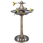 36-Inch Bird Bath, Outdoor 3 Tiers Electric Fountain Birdbath Bird Feeder with Antique Resin for Garden Decor - Yardlab