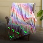 Unicorn Glow in The Dark Blanket Unicorns Gifts for Girls 60"x50" Luminous Rainbow Pink Unicorn Blanket Valentine Easter Christmas Birthday Gifts for Girls 1-12 Year Old Baby Toddler Kid Magic Blanket