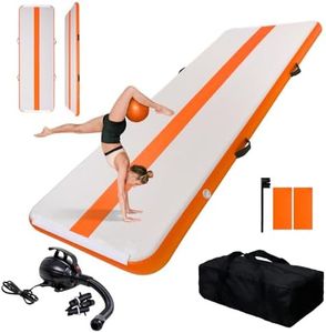 FEATH-R-LITE 10ft Inflatable Gymnastics Tumble Track Tumbling Mat 4in Thick Air Floor Tumble Track with Electric Pump for Cheer Leading/Gymnastics/Beach/Gym/Home(Orange)