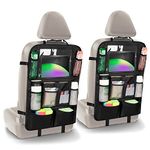 Pystuvo Car Seat Organiser, 2 Pack Car Organiser, Car Organiser Back Seat For Kids, Car Seat Organiser Kids, Car Accessories With 11 Inch Car Ipad Holder Back Seat, 9 Pockets, Toy Storage, Black