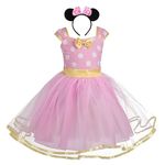 Dressy Daisy Toddler Girl Polka Dots Fancy Dress Up Costume Birthday Party Tulle Dresses with Headband Size 3T to 4T Pink 203