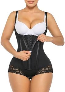 SHAPERX Women's Fajas Colombianas Tummy Control Shapewear Postpartum Body Shaper with Steel Boned Support,SZ7396-Black-XL