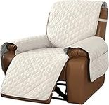 Non-Slip Recliner Chair Cover Sofa Slipcover, Reversible Recliner Sofa Cover with Elastic Adjustable Strap, Washable Reclining Sofa Slipcover Recliner Furniture Protector (Ivory,Recliner Armchair)