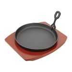 Olympia Cast Iron Round Sizzler with Wooden Stand 220mm Serving Dish