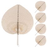 Framendino, 5 Pack Natural Raffia Hand Fans Handmade Woven Palm Leaf Fan Handheld Bamboo Fan Chinese Hand Weaving Fan for Summer Cooling Supplies Home Wall Decor