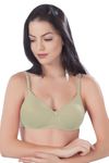 SIMONI Women's Poly Cotton Full Coverage Padded T-Shirt Bra (Light-pad-Side Light Olive Green 32B)