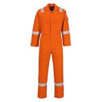 Portwest FR21 Men's Lightweight Fireproof Overalls Flame Resistant Anti-Static Welding Coverall Boiler Suit Orange, Large