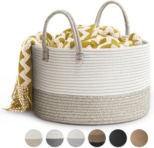 Rieeyrslza Cesto Portabiancheria in Corda Intrecciata D40 x H25 CM Pieghevole Cesta Decorativa Stoccaggio Paniere con Maniglia 32L Tessuto Naturale Cesto per Coperte Esperto di Archiviazione (Marrone)