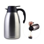 Stainless Steel Thermal Coffee Carafe Double Walled Vacuum Tea Carafe 2 Liter Insulated Coffee Thermos, Water & Beverage Dispenser Premium Grade Thermal Pitcher with Lid