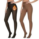 2 Pairs Fleece Lined Tights Women - Fake Translucent Warm Thermal Winter Thick Tights Pantyhose