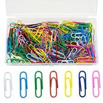 200 Pcs Paper Clips, 28 MM/1.1" Coloured Paperclips Metal Paper Clips Clamps with Box for Office School Stationery Document, Small Paper Clips