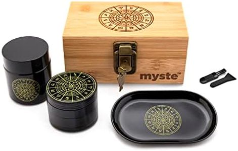 MYSTE ZODIAC Boîte de rangement avec accessoires, grand broyeur 63mm, ensemble anti-odeurs, kit combo boîte de rangement verrouillable, avec broyeur, ensemble de plateaux roulants