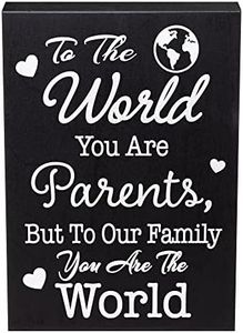 JennyGems Parent Gifts for Anniversary, To the World You Are Parents Wooden Sign, Gift for Parents, Mom and Dad, Shelf Decor and Wall Hanging, Made in USA