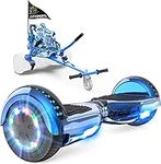 GeekMe hoverboards go kart attachment, Hoverboards with Hoverkart 6.5 inch with Bluetooth Speaker, LED Lights, Gift for Kid, Teenager and Adult