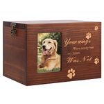 Erthree Small Urns for Ashes, Natural Wood Pet Memorial Keepsake Memorial Box Casket, Pet Urn with Photo Frame, Dog Cat Ashes Holder Remembrance(Wood Color)