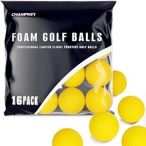 CHAMPKEY Practice Foam Golf Balls 16 or 32 Pack | Limited Flight Golf Balls | True Spin and Feel Training Golf Practice Balls（16 Pack）