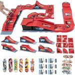 Finger Skateboards, 6 Piece Mini Skate Skateboards and Ramps Accessories Set with 11 Combinations Skate Parks DIY Assembly Finger Skateboard Toys, Collectible Skate Ramps Set for Skate Lovers (6+11)