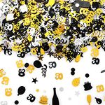 3000 Pieces Birthday Confetti Number 50 Glitter Confetti Birthday Cake Confetti Table Confetti Black Gold and Silver Party Decorations Supplies for Birthday, Anniversary (50th Style)