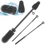 Silicone Bottle Brush and Straw Cleaner Brush Set,Silicone Fully Encased Dish Brush,Versatile Deep Cleaning Long Water Bottle Brushes,Heat Resistant Sturdy Kitchen Brush,Hangable Cup Brush (Dark grey)