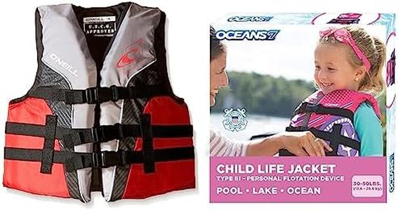 O'Neill Youth Superlite USCG Life Vest & Oceans 7 US Coast Guard Approved, Infant-Child-Youth Life Jacket Vest – Sizes for 8-90 Lbs. – Type III Vest, PFD, Personal Flotation Device