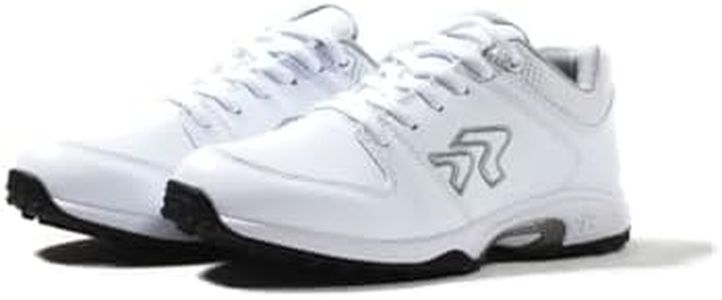 Ringor Flite Softball Turf Shoes - Lightweight and Durable Softball Shoes for Women - White and Silver - Size 8.5