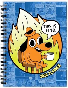 TF Publishing 2026 This is Fine Medium Weekly Monthly Planner with 12-Month Calendar Grid, Goals and Task Trackers - Weekly Schedule Planner w/Priority List Section and Stickers - 6.5in x 8in