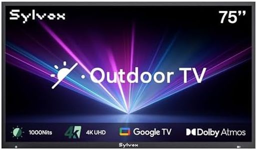 SYLVOX New 75” Outdoor Smart TV, Superior Waterproof Performance, Upgraded Matte Finish for Enhanced Anti-Glare Effect, Full Metal, with Dolby Atmos, 1000nits, Partial Sun Deck Pro 3.0+ Series