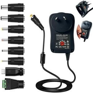 30W Universal Adapter Power Supply AU Plug 2.1A,3V,5V,6V,9V,12V,Adjustable DC Charger Adapter for CCTV Camera DVR NVR, Router, Network Switch,Routers,LED Strip,Cameras,1.2m Cable (Model 1)