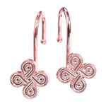 Rose Gold Shower Curtain Hooks: Pink Rust Proof Metal Shower Curtain Rings for Bathroom - Glam Flower Clover Shaped Decorative Shower Curtain Hooks Hangers for Shower Rod - Set of 12