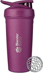 BlenderBottle Strada Shaker Cup Insulated Stainless Steel Water Bottle with Wire Whisk, 24-Ounce, Plum