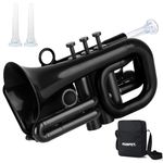 PAMPET DOLPHIN Pocket Trumpet Plastic Bb Trumpet Standard Trumpets for Student Beginner Bb Trumpets Instrument (Black)