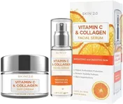 Skin 2.0 Vitamin C & Collagen Serum & Day Cream Set - Anti-Aging, Dark Spot Remover & Brightening - Dermatologist Tested Korean Skincare - Clean Beauty, Cruelty-Free, All Skin Types - 1.69 Fl. oz