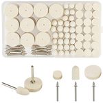 Wool Felt Polishing Pad KAKOO 123 Pcs Felt Mounted Mandrel Set Grinding Head Buffing Wheel for Rotary Tools Jewelry,Glass,Metal,Ceramic