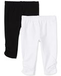 The Children's Place Baby-Girls and Toddler Leggings, White/Black 2 Pack, Preemie