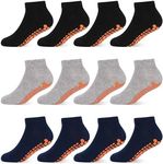 HYCLES Boys Girls Non-Slip Toddler Socks Grip Ankle Sticky Sock Anti-Skid Socks for Kids 6 Pairs for 10-13 Years Kids