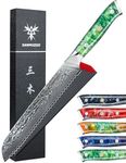 SANMUZUO 8” Bread Knife Serrated Blade - Razor Sharp Wavy Edge Kitchen Knife Damascus Steel & Resin Handle - Xuan Series(Jade Green)