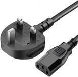 13A Fused UK Power Cable, 3 pin 1.5 Metre Mains Power Lead UK Plug Kettle Lead Universal AC Power Cord for LED LCD Smart TV, PC, Laptop, Monitors, Electric Kettles, Rice Cookers, etcs