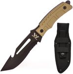 WEYLAND Tactical Knife with MOLLE Sheath Holster - Fixed Blade Full Tang Survival, Hunting, Bugout & Bushcraft Knife - Outdoor Hiking & Scout Camping Knives - Black