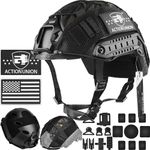 ACTIONUNION Airsoft Fast Helmet Basic Set PJ Type Tactical Paintball Helmet (Medium, Black)