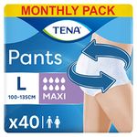 TENA Pants Maxi, 40 Pairs, Unisex Incontinence Pants (4 x 10 Packs) for Women and Men with Heavy Bladder Weakness, Designed for Everyday Life with Triple Protection and Dual Absorption Zones, Size L