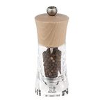 Peugeot - Oleron Manual Pepper Mill - Transparent Adjustable Grinder - Acrylic and Beechwood, Natural, 5.5 Inches